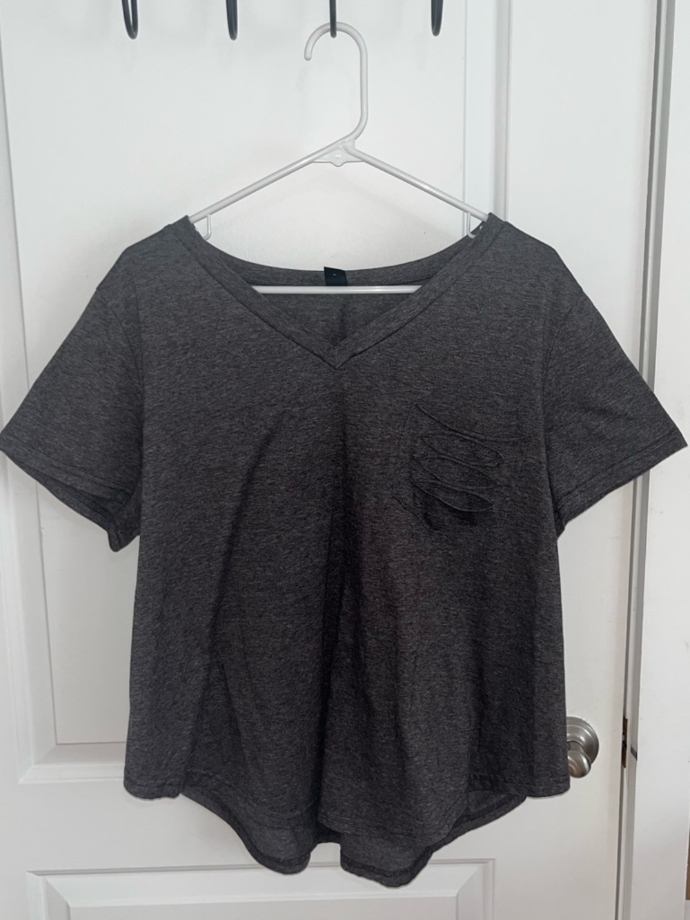 SHEIN Charcoal V-Neck Short Sleeve Tee